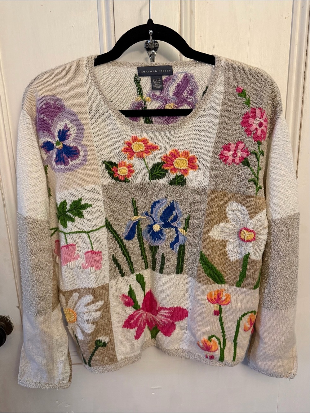 Northern Isles Vintage Floral Patchwork Sweater Women’s XL